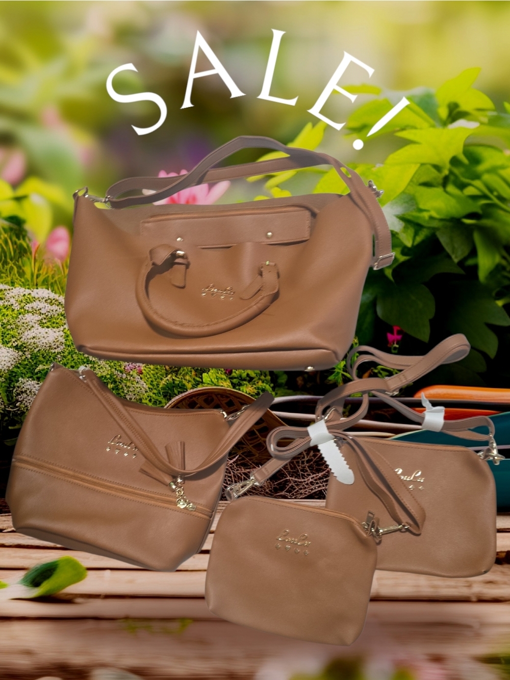 Women's 4-Piece Tan Tote and Crossbody Bag Set - Stylish Everyday Carry